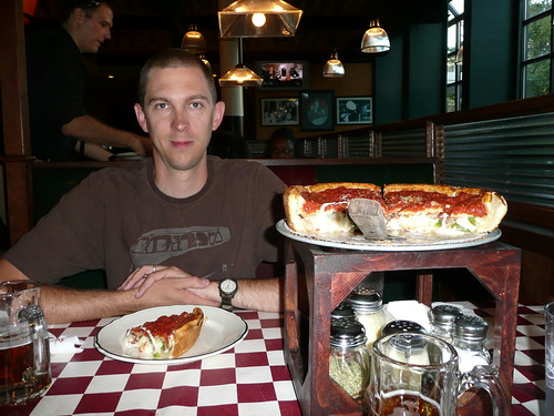 Ed with a deep pan pizza at Giordano