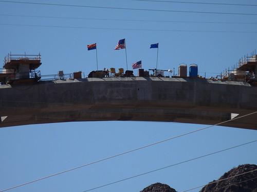 Close-up of the archway support for the new bridge at the Hoover Dam