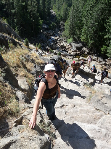 Claire on the pathway leading up to Vernal Falls