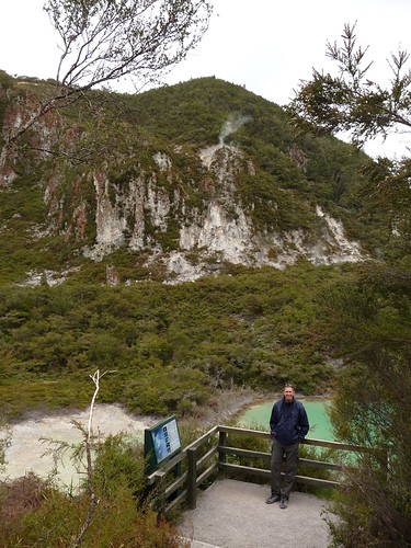 Ed overlooking the crater lake at Rainbow Mountain