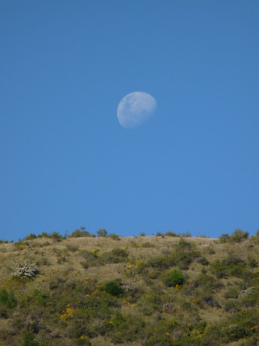 The rising moon over Arrowtown
