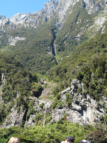 Faultline crack and Bridal Veil falls at Milford Sound