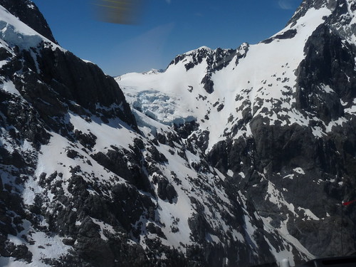 Snow capped mountains viewed from the helicopter