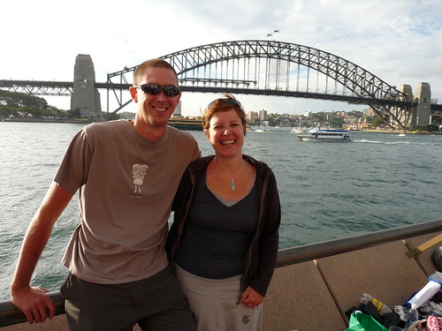 Us in front of Sydney Harbour Bridge on New Year’s Eve