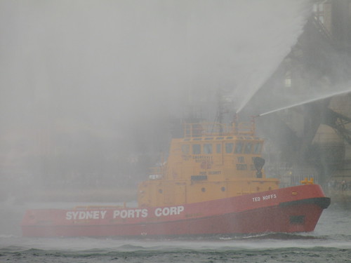 Fire tug in the harbour on New Year’s Eve