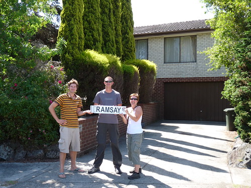 Ed, Andy and Claire with the Ramsey Street Sign