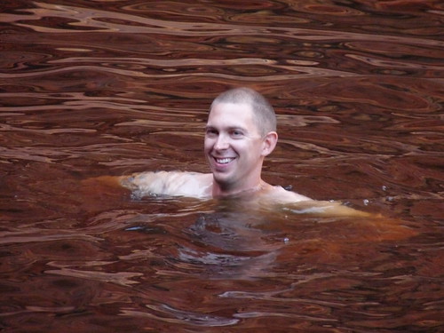 Enjoying a dip in the Watergole at Kings Canyon
