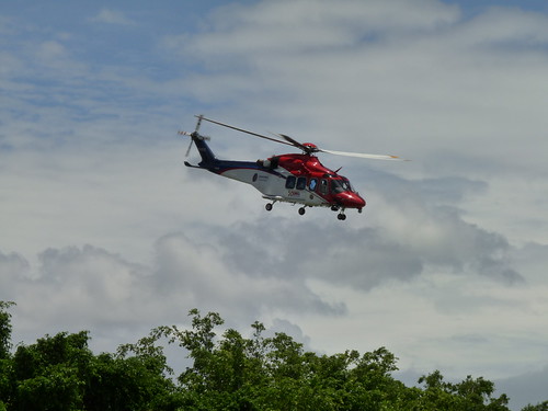 Rescue helicopter leaving Cairns hospital