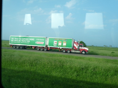 A small road train from the train