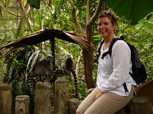 Claire with the lemurs
