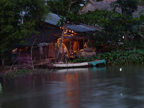 Life in the Mekong Delta at dusk