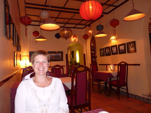 Claire in the V Cafe in Dalat