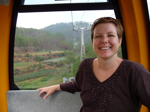 Claire on the cable car