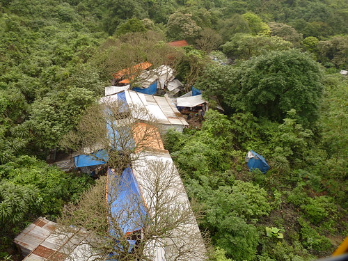 Looking down at the walkway from the cable car