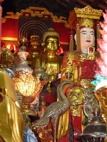 Inside a pagoda next to the One Pillar Pagoda