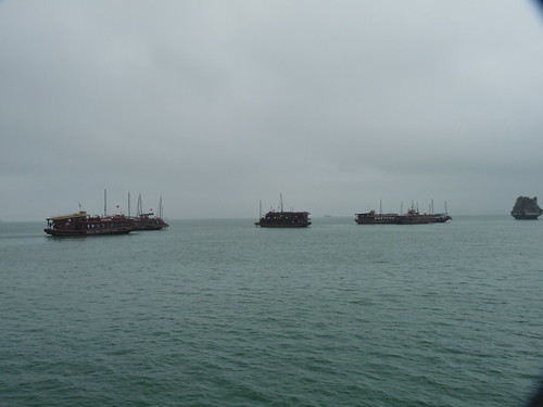 Tourist boats in Ha Long Bay