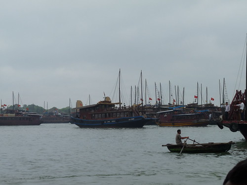Tourist boats in Ha Long City harbour