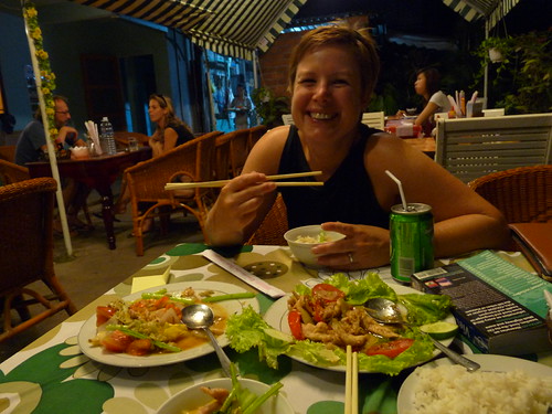 Claire enjoying our meal at Cafe 43