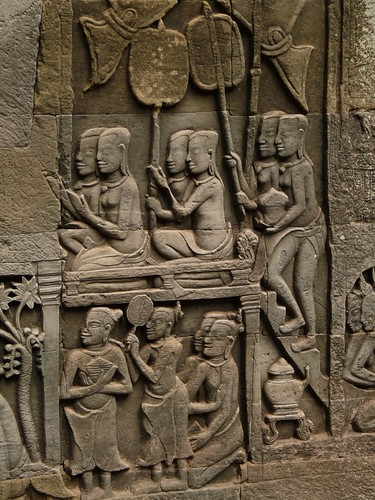 Stone carvings at Bayon Temple