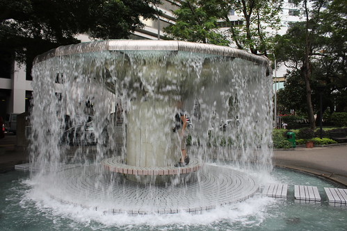 Claire in the fountain at Hong Kong Park